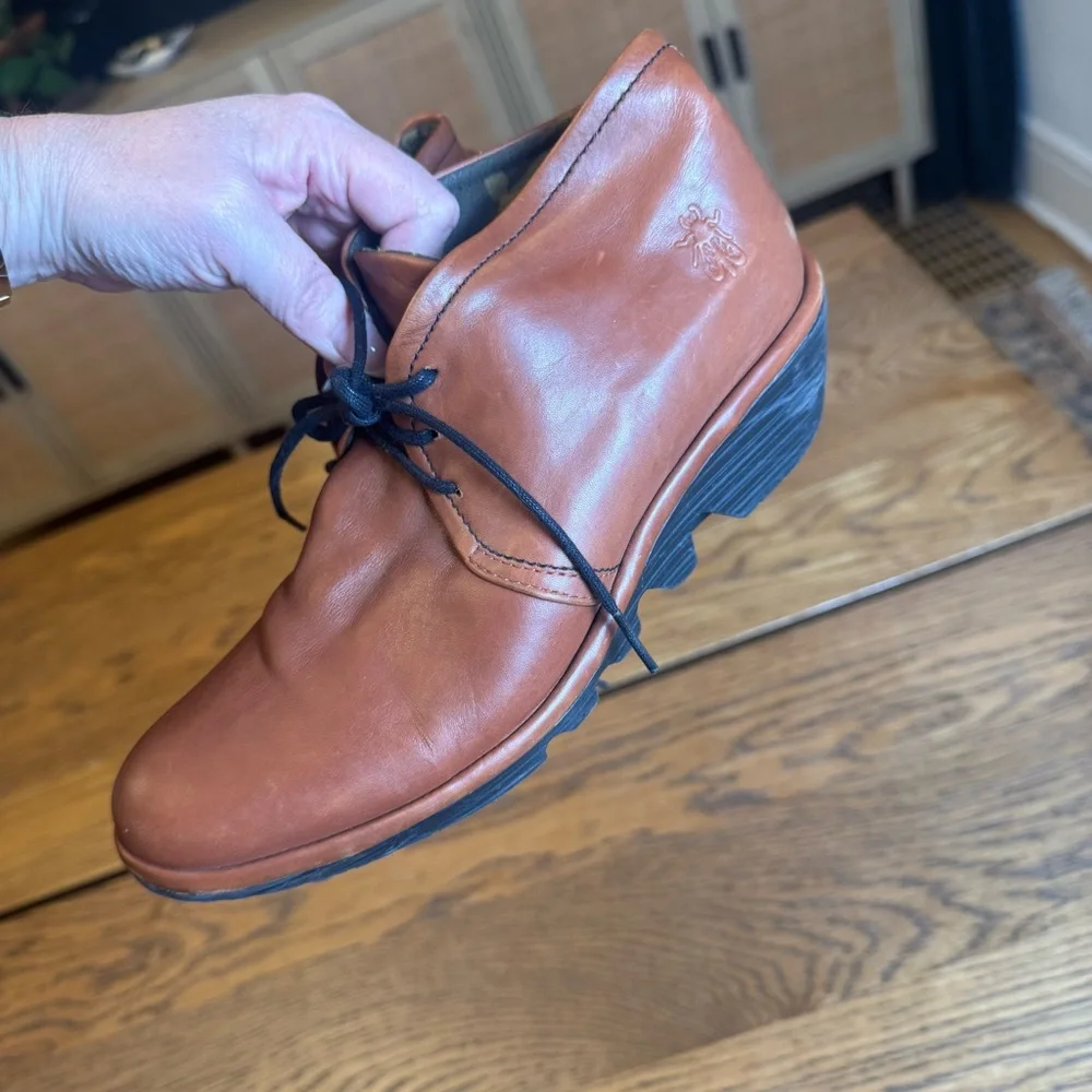 Fly London Pert wedge Brown‎ Leather Ankle Boots
